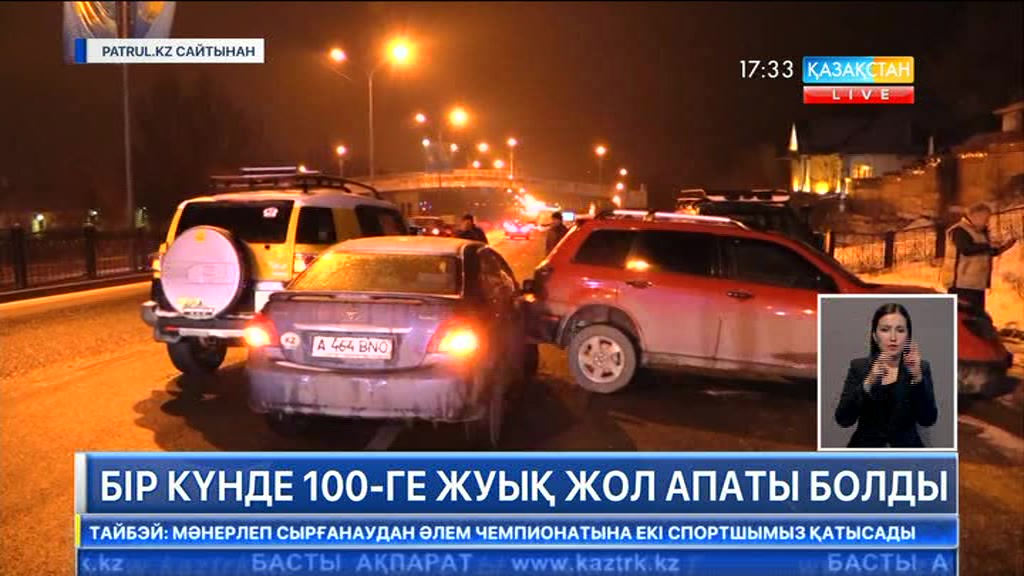 Алматыда бір күнде 100-ге жуық жол апаты болды